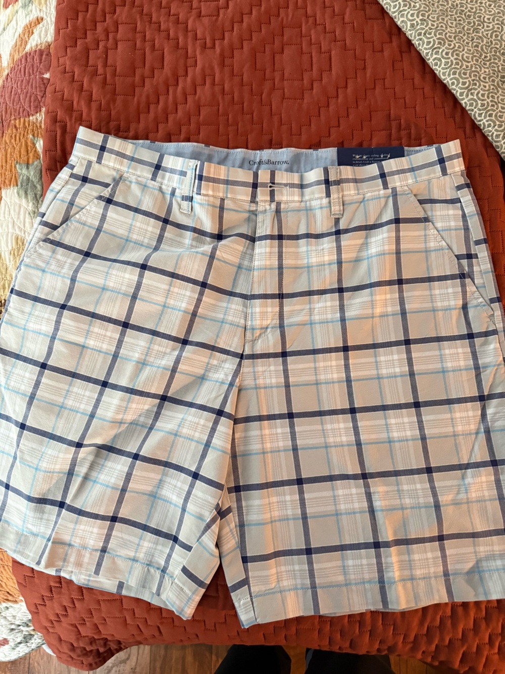 croft & barrow Light Blue and Navy Plaid Men’s Shorts